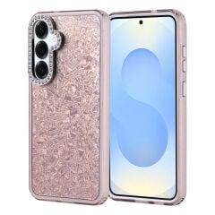 Samsung Galaxy S25 Plus Kılıf Taşlı Tasarımlı Kapi Kapak Gold