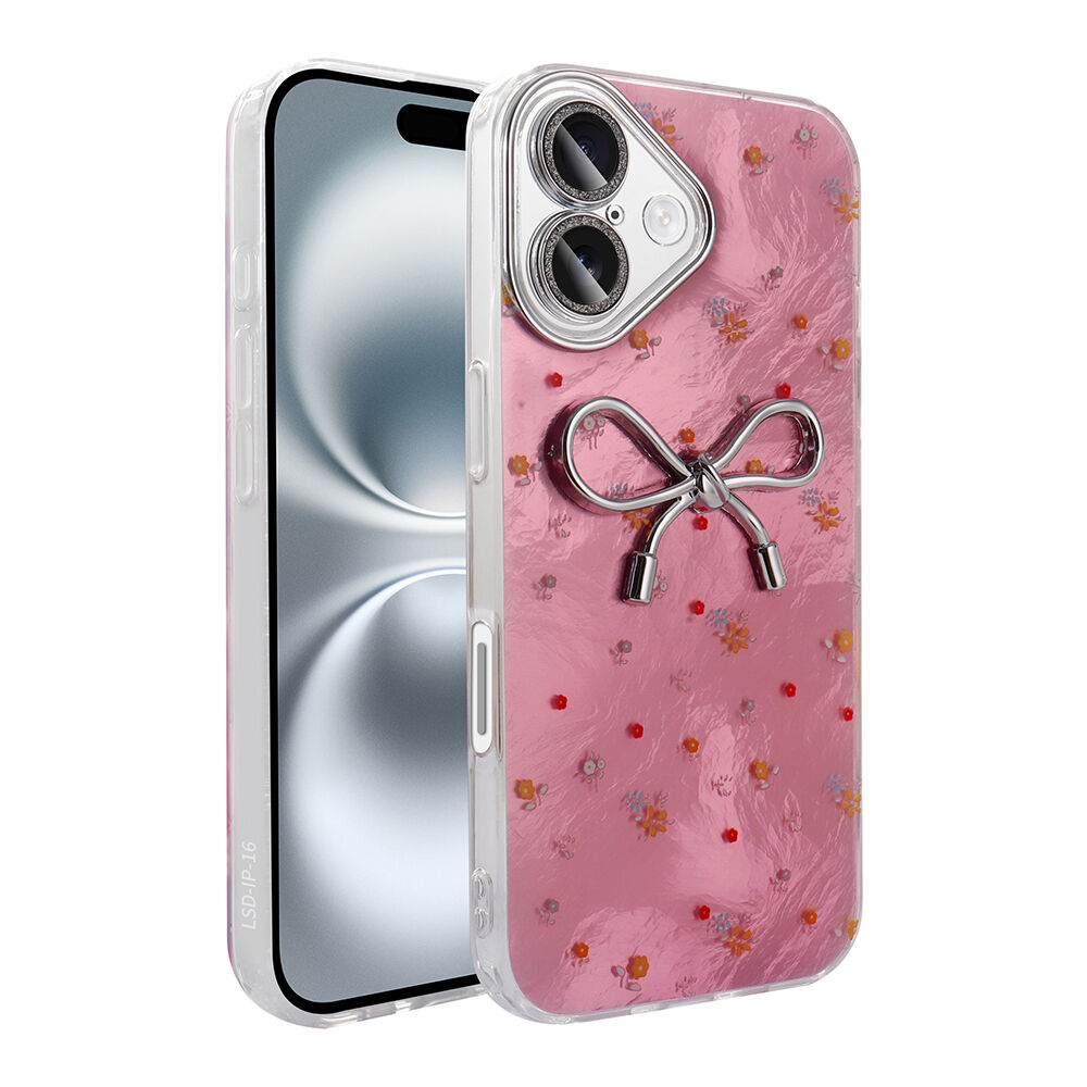 iPhone 16 Plus Kılıf Kamera Korumalı Figürlü Ponti Silikon Kapak Açık Pembe