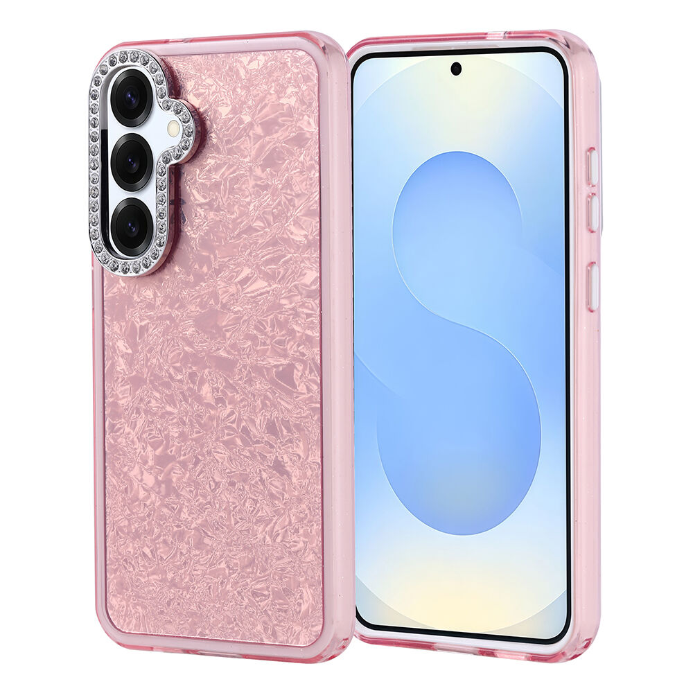 Samsung Galaxy S25 Plus Kılıf Taşlı Tasarımlı Kapi Kapak Pembe