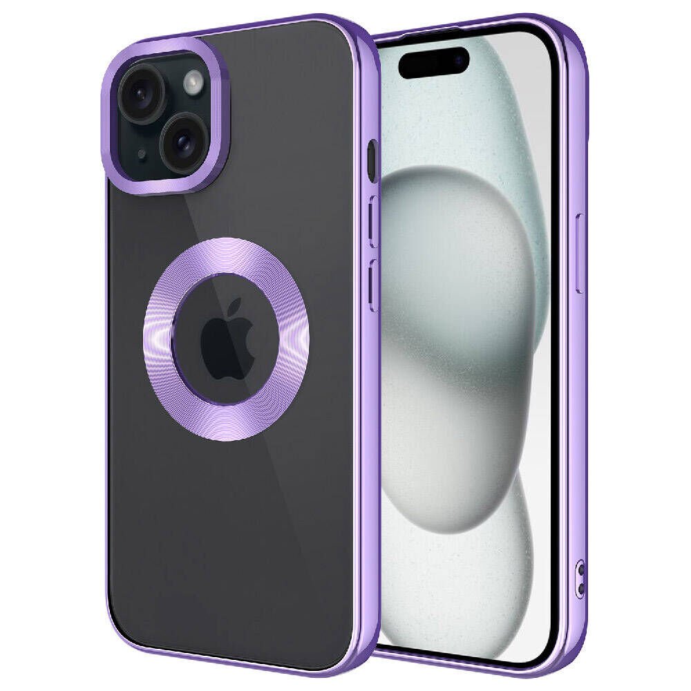 iPhone 15 Kılıf Kamera Korumalı Logo Gösteren Omega Kapak Lila