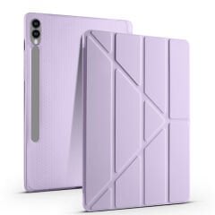 Samsung Galaxy Tab S9 FE Plus Kılıf Tri Folding Kalem Bölmeli Standlı Kılıf Lila