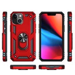iPhone 13 Kılıf Vega Tank Sert Yüzüklü Standlı Zırh Koruma Kapak