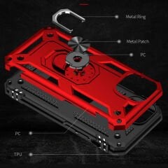iPhone 13 Kılıf Vega Tank Sert Yüzüklü Standlı Zırh Koruma Kapak