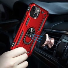 iPhone 13 Kılıf Vega Tank Sert Yüzüklü Standlı Zırh Koruma Kapak
