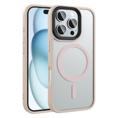 iPhone 16 Pro Kılıf Mat Arka Yüzey Wireless Şarj Özellikli Flet Magsafe Kapak Rose Gold