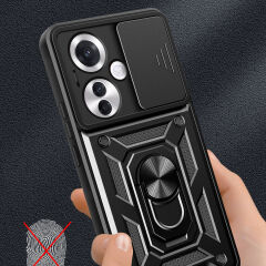 Oppo Reno 11F 5G Kılıf Magnetik Standlı Kamera Korumalı Sürgülü Vega Kapak