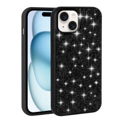 iPhone 15 Kılıf Parlak Taşlı Tasarım Pırlanta Kapak Gri