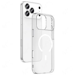 iPhone 17 Pro Max Kılıf Kablosuz Şarj Özellikli Şeffaf Kamera Çerçeveli Porto Kapak