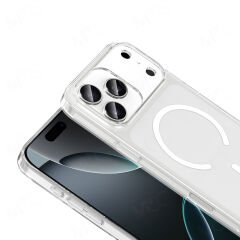 iPhone 17 Pro Max Kılıf Kablosuz Şarj Özellikli Şeffaf Kamera Çerçeveli Porto Kapak