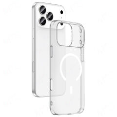 iPhone 17 Pro Max Kılıf Kablosuz Şarj Özellikli Şeffaf Kamera Çerçeveli Porto Kapak Şeffaf