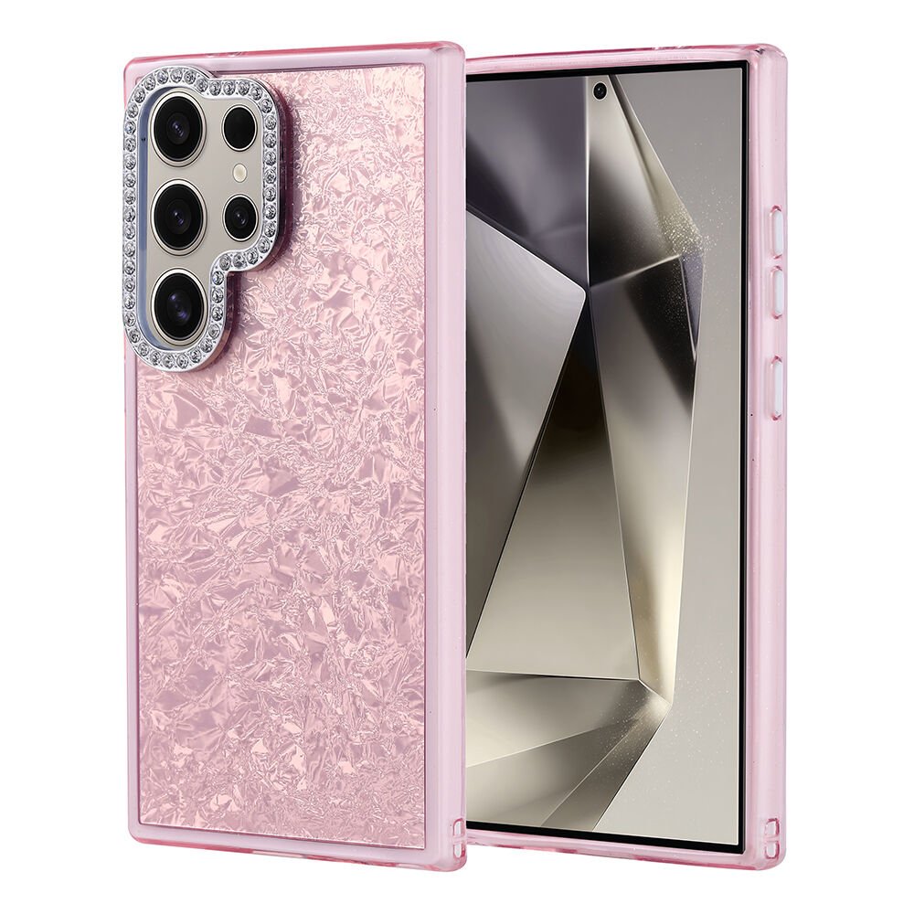 Samsung Galaxy S24 Ultra Kılıf Taşlı Tasarımlı Kapi Kapak Pembe