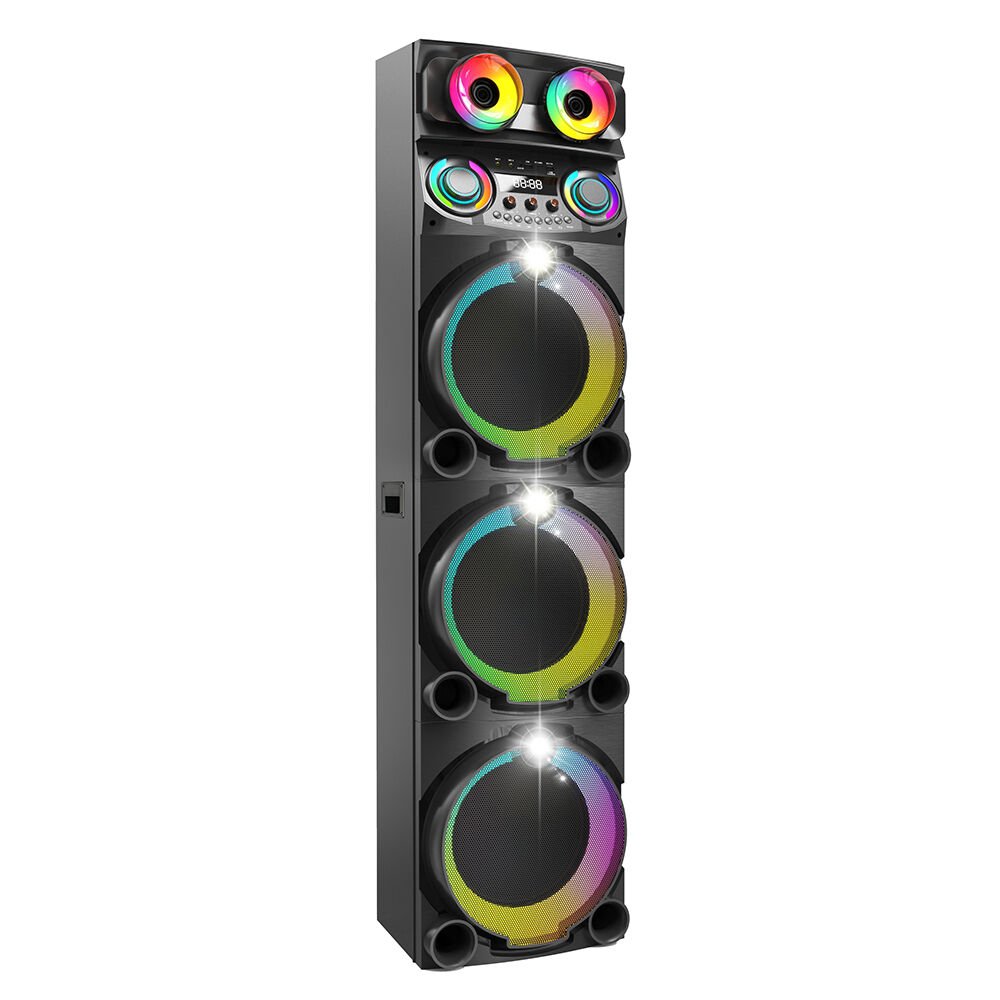 GD-3127 Dijital LED Göstergeli Mikrofonlu RGB TWS Üçlü 12 inç Stereo Bass Kablosuz Karaoke Hoparlör