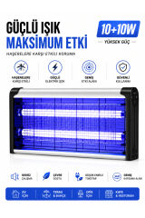 20W Elektrikli UV Sinek Öldürücü Lamba | Sivrisinek Kovucu | Sessiz Güçlü Haşere Kovucu | İç ve Dış Mekan Kullanımına Uygun 10W+10W