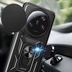 Xiaomi Mi 13 Ultra Kılıf Magnetik Standlı Kamera Korumalı Sürgülü Vega Kapak