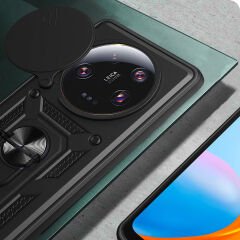 Xiaomi Mi 13 Ultra Kılıf Magnetik Standlı Kamera Korumalı Sürgülü Vega Kapak