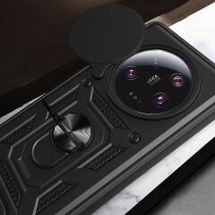 Xiaomi Mi 13 Ultra Kılıf Magnetik Standlı Kamera Korumalı Sürgülü Vega Kapak