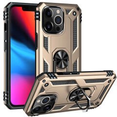 iPhone 13 Pro Max Kılıf Vega Tank Sert Yüzüklü Standlı Zırh Koruma Kapak