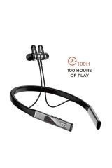 Manyetik Neckband 100 Saat Kablosuz Spor Bluetooth 5.0 Kulaklık Siyah