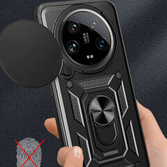 Xiaomi Mi 14 Ultra Kılıf Magnetik Standlı Kamera Korumalı Sürgülü Vega Kapak