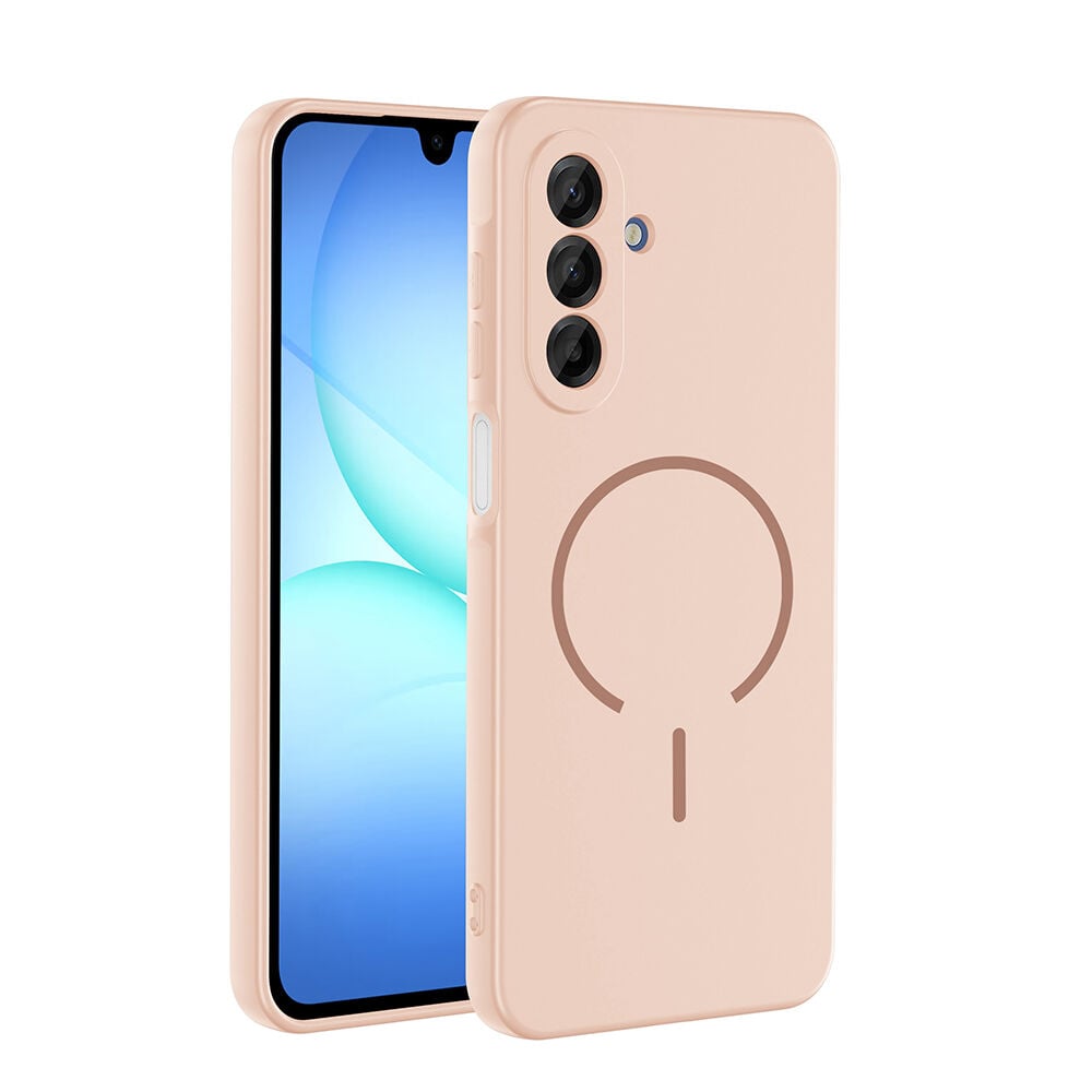 Samsung Galaxy A16 Kılıf Meta Lansman Magsafe Kamera Korumalı içi Kadife Yumuşak Renkli Süet Silikon Pembe