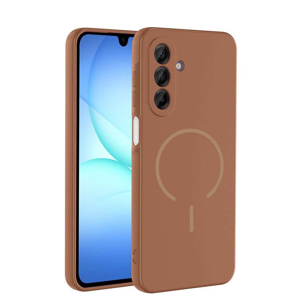 Samsung Galaxy A16 Kılıf Meta Lansman Magsafe Kamera Korumalı içi Kadife Yumuşak Renkli Süet Silikon Kahverengi