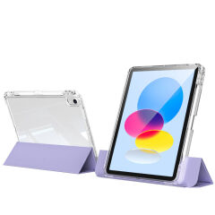 iPad 11.Nesil 2025 Kılıf Magnetik Ayrılabilen Airbagli Sliding Tablet Kılıfı Lavender