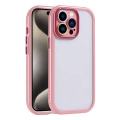 iPhone 15 Pro Kılıf Kamera Korumalı Renkli Kenar ve Çerçeve Tasarımlı Vitamin Kapak Mürdüm