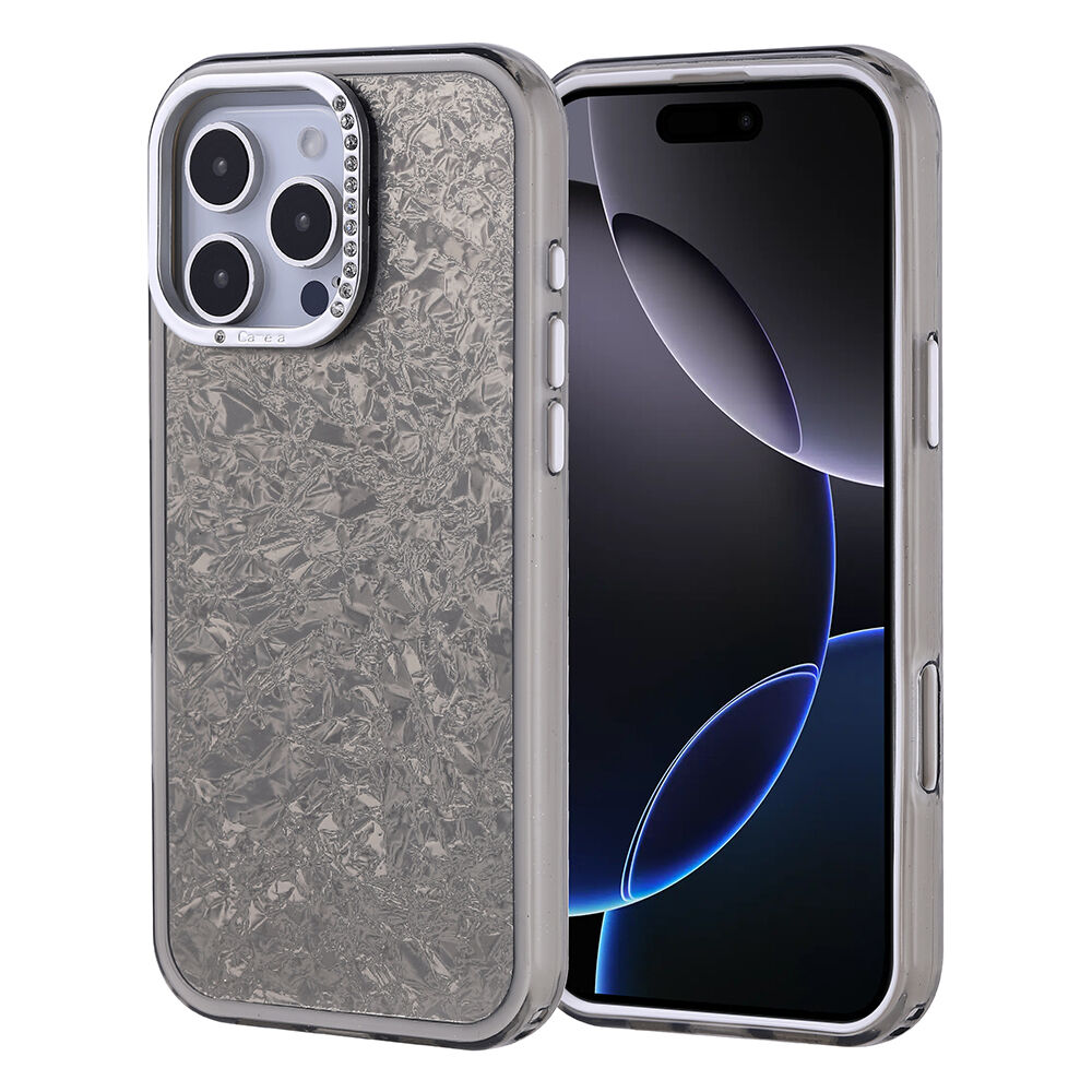 iPhone 16 Pro Max Kılıf Taşlı Tasarımlı Kapi Kapak Siyah
