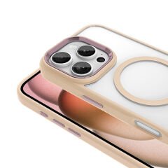 iPhone 16 Pro Kılıf Wireless Şarj Özellikli Krom Magsafe Silikon Kapak