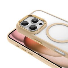 iPhone 16 Pro Kılıf Wireless Şarj Özellikli Krom Magsafe Silikon Kapak