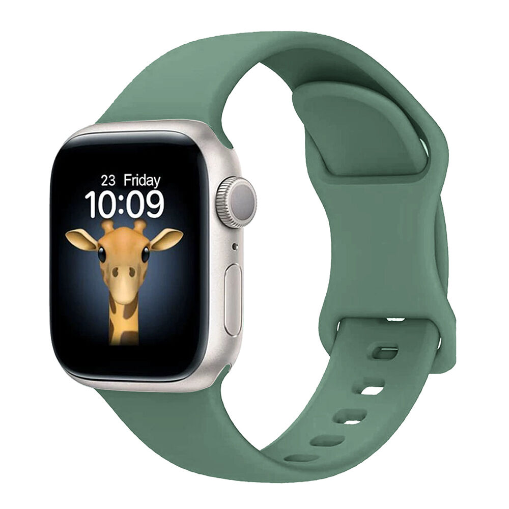 Apple Watch 10 46mm KRD-131 Silikon Kordon Strap Kayış Koyu Yeşil