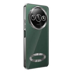 Xiaomi Redmi A3 4G 2024 Kılıf Kamera Korumalı Logo Gösteren Omega Kapak Gümüş