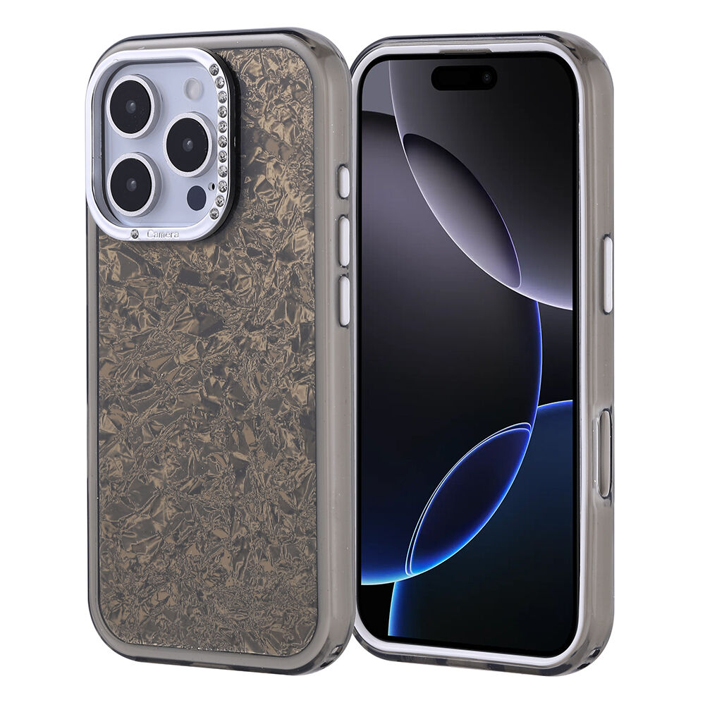 iPhone 16 Pro Kılıf Taşlı Tasarım Kapi Kapak Siyah