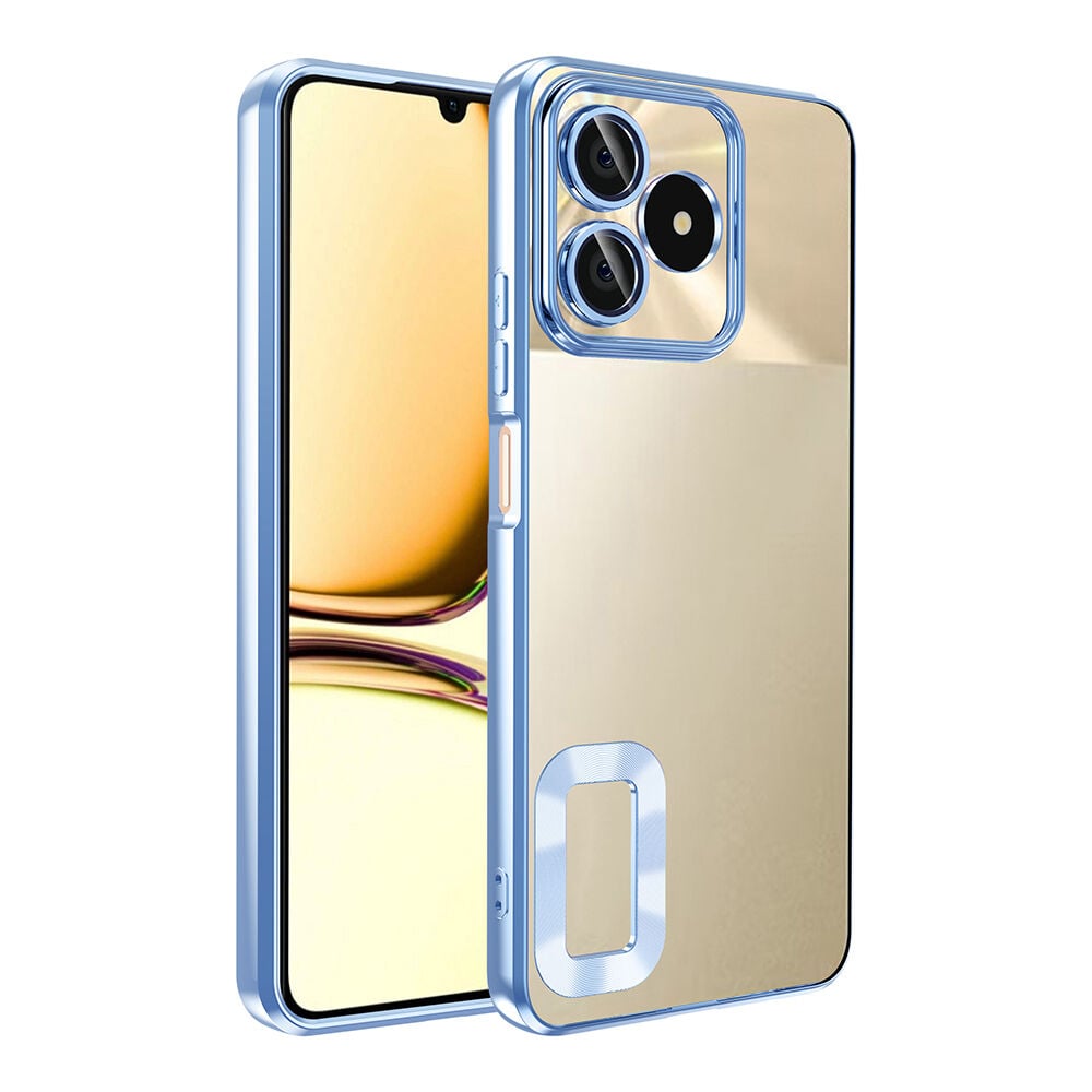 Realme C53 4G Kılıf Kamera Korumalı Logo Gösteren Omega Kapak Sierra Mavi