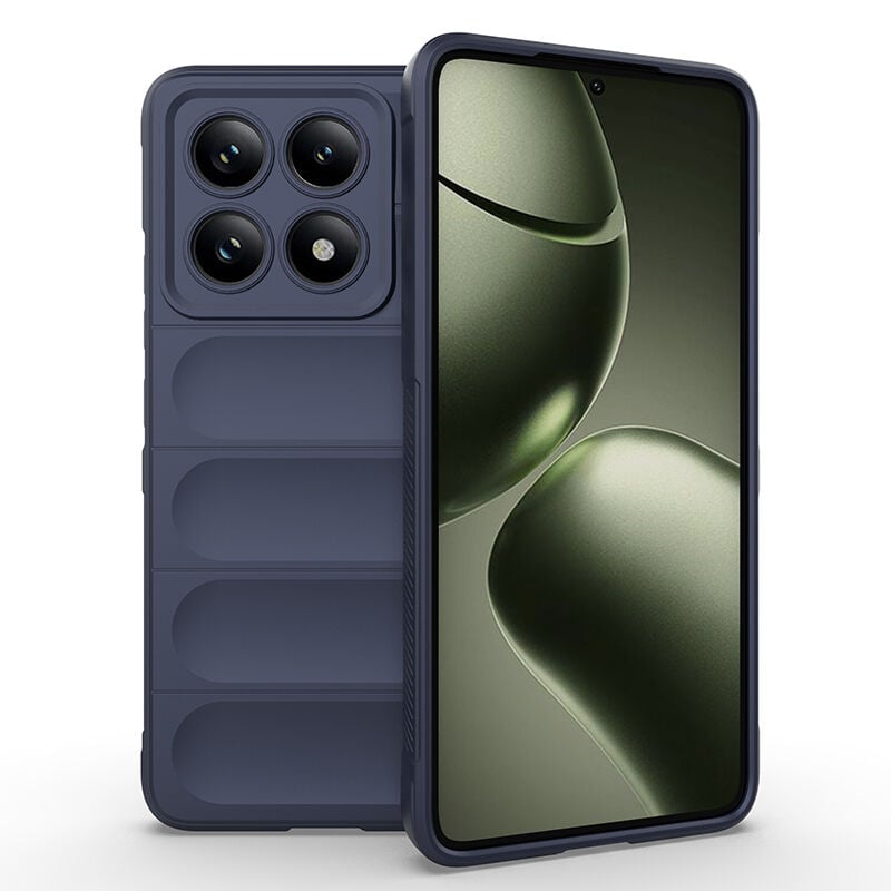 Xiaomi 14T Kılıf Esnek TPU Oyuklu Arka Yüzey Tasarımlı Etnik Silikon Kapak Lacivert