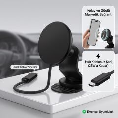 MC05 25W Süper Hizli Magnetic M-safe Wıreless Araç Telefon Tutucu Ve Kablosuz Şarj Cihazı