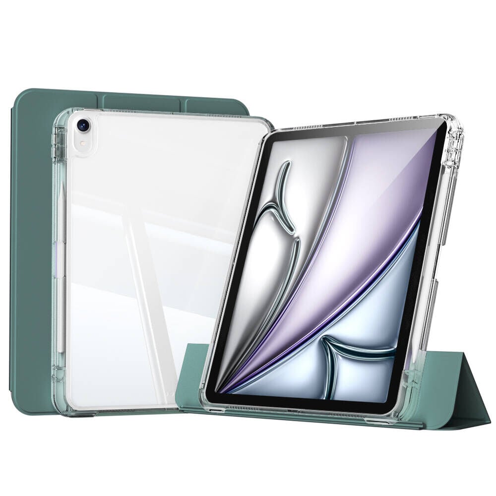 iPad Air 13 2025 M3 Kılıf Magnetik Ayrılabilen Airbagli Sliding Tablet Kılıfı Koyu Yeşil