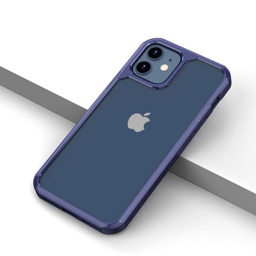 iPhone 12 Kılıf Roll Kapak Mavi