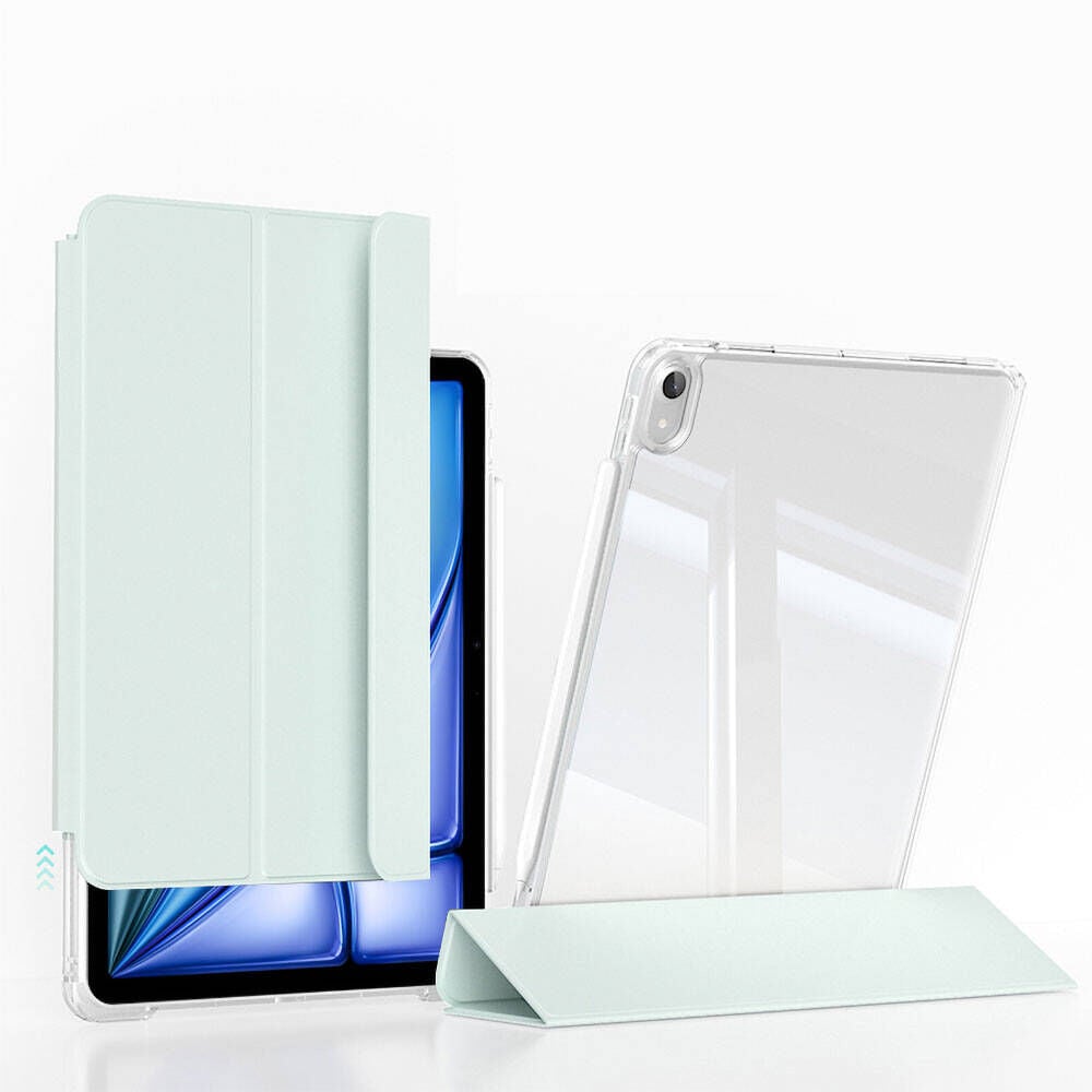 iPad Air 13 2025 M3 Kılıf Magnetik Ayrılabilen Airbagli Sliding Tablet Kılıfı Açık Yeşil
