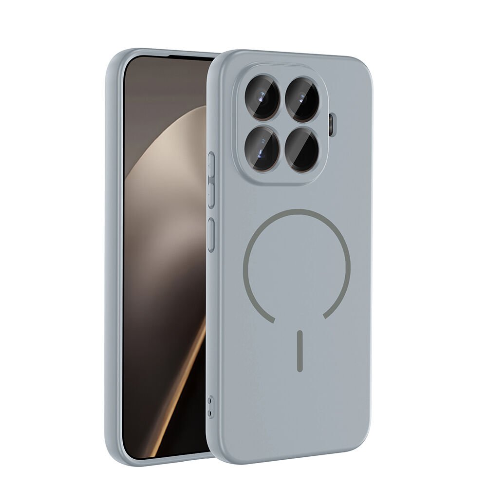 Xiaomi 15T Pro Kılıf Meta Lansman M-Safe Kamera Korumalı içi Kadife Yumuşak Renkli Süet Silikon Titanyum-Gri