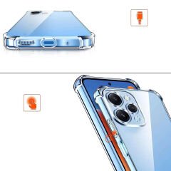 Xiaomi Redmi 12 Kılıf Nitro Anti Shock Darbe Emici Köşe Korumalı Şeffaf Silikon Kapak