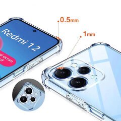 Xiaomi Redmi 12 Kılıf Nitro Anti Shock Darbe Emici Köşe Korumalı Şeffaf Silikon Kapak