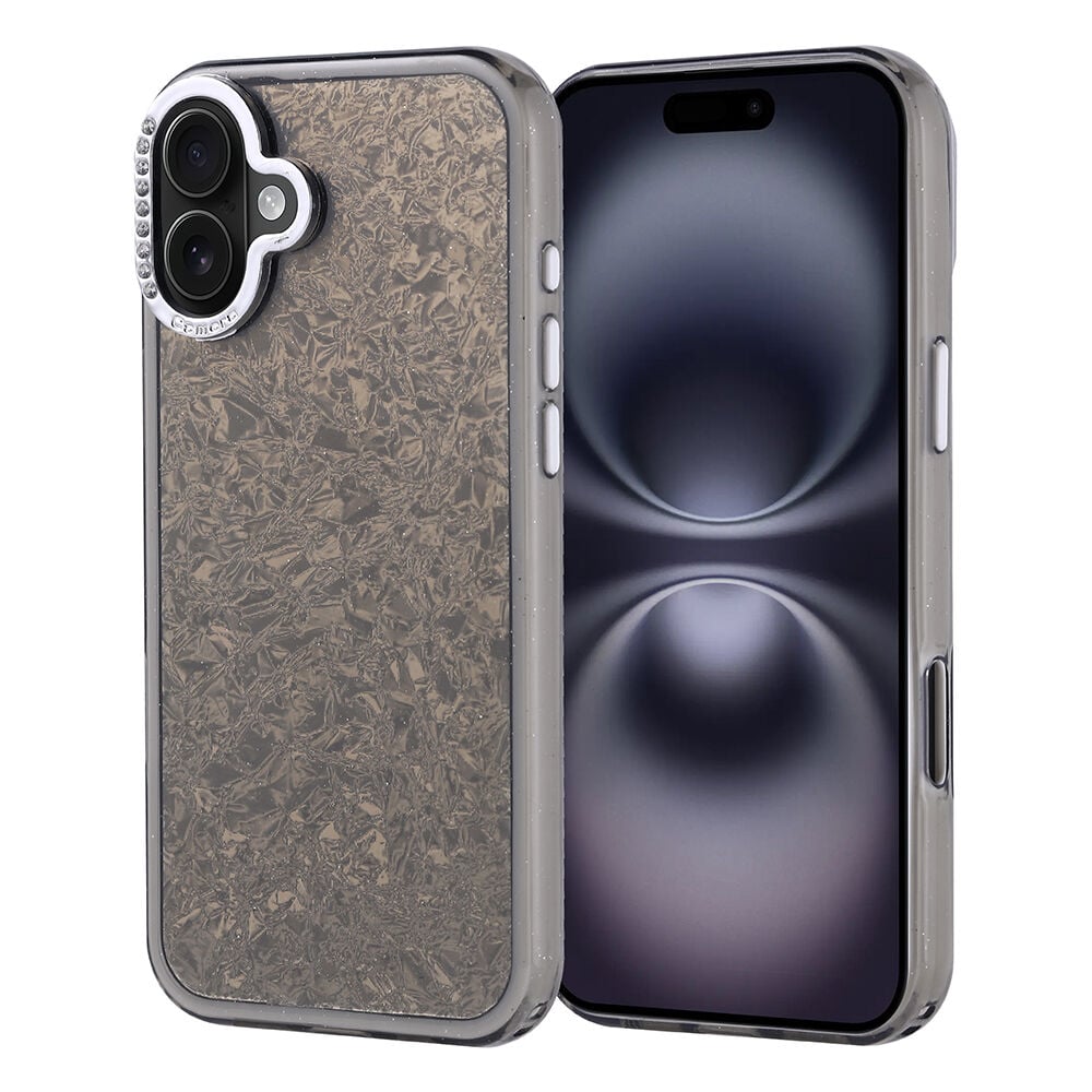 iPhone 16 Plus Kılıf Taşlı Tasarımlı Kapi Kapak Siyah