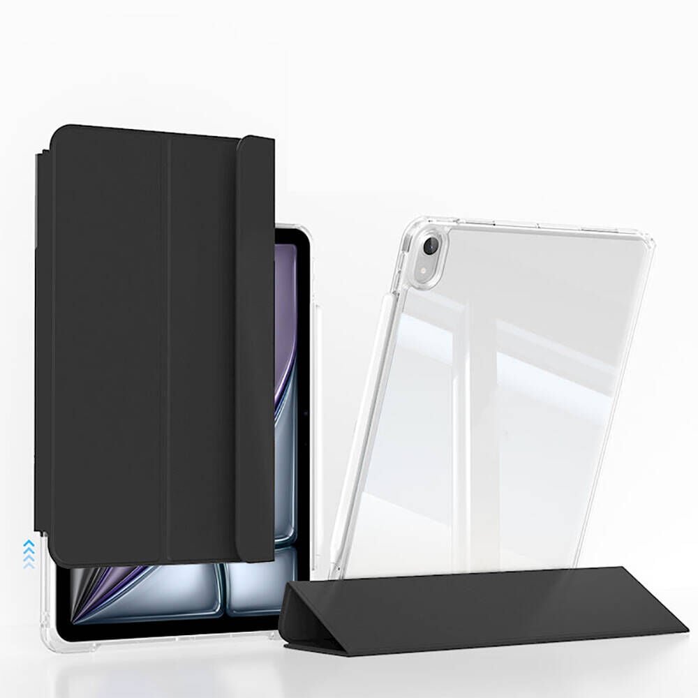 iPad Air 13 2025 M3 Kılıf Magnetik Ayrılabilen Airbagli Sliding Tablet Kılıfı Siyah