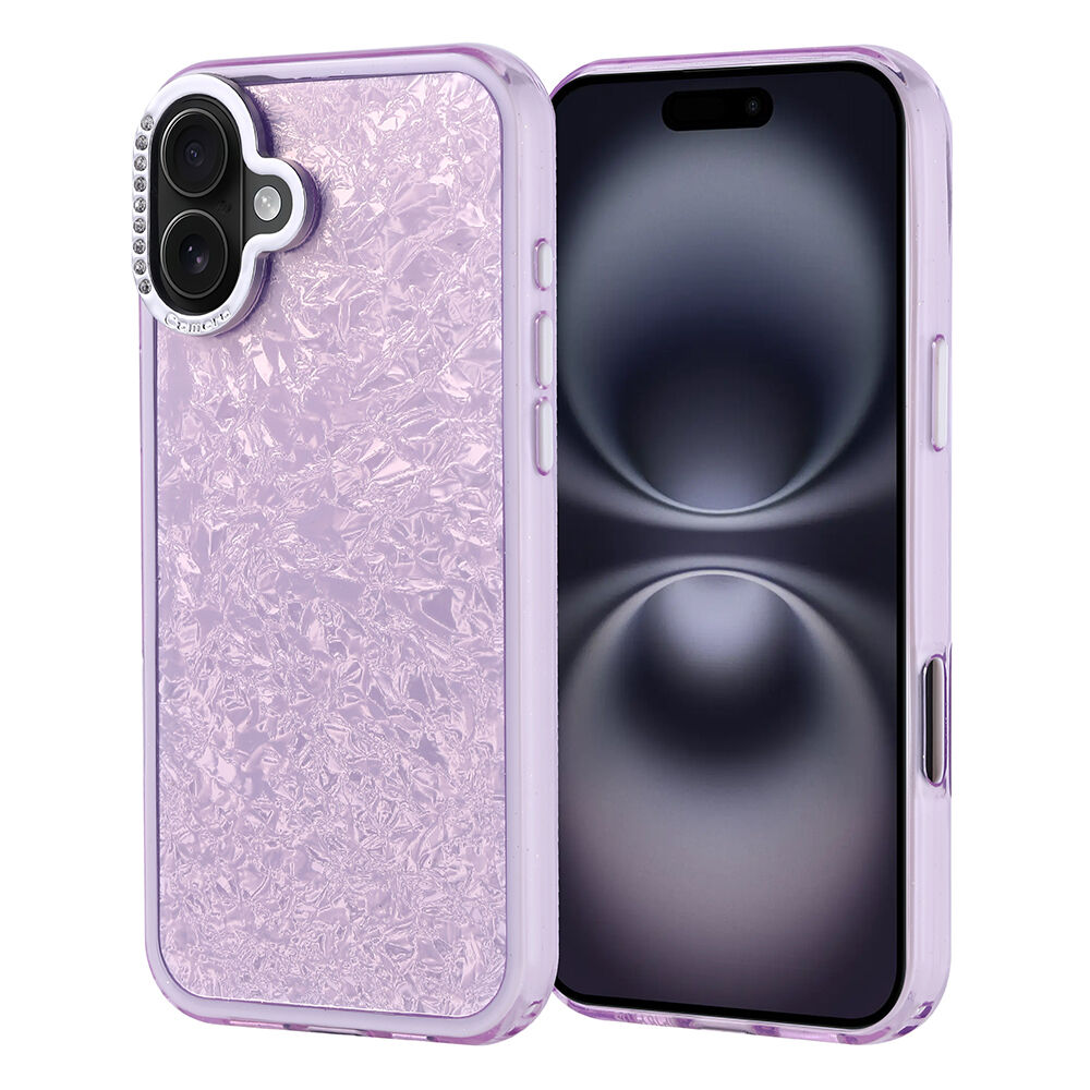 iPhone 16 Plus Kılıf Taşlı Tasarımlı Kapi Kapak Lila