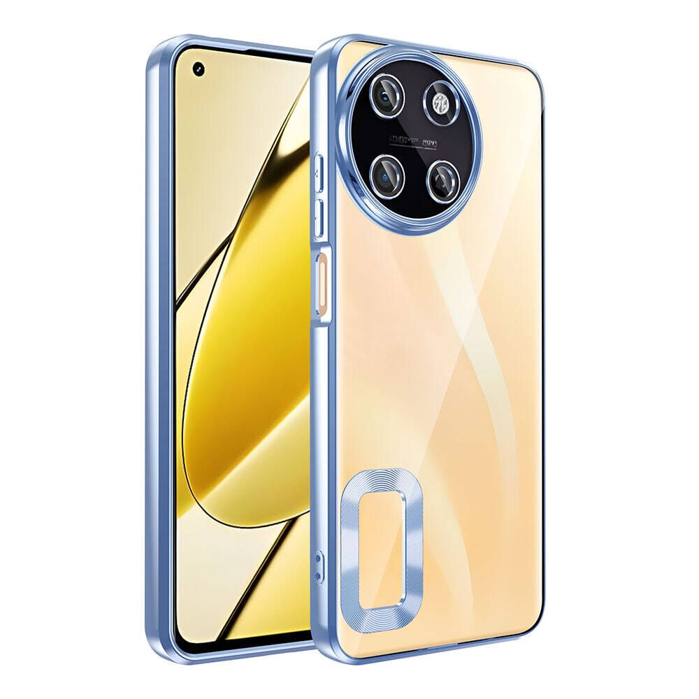 Realme 11 4G Kılıf Tek Kamera Çerçeveli Logo Gösteren Omega Kapak Sierra Mavi