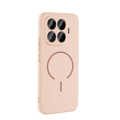 Xiaomi 15T Pro Kılıf Meta Lansman M-Safe Kamera Korumalı içi Kadife Yumuşak Renkli Süet Silikon Rose Pembe