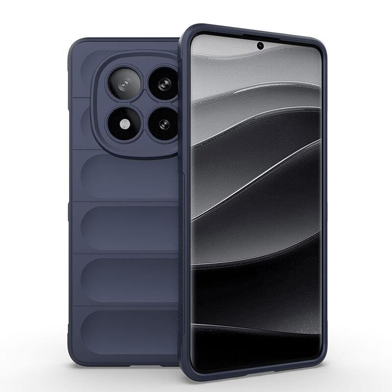 Xiaomi Redmi Note 14 Pro Plus Kılıf Esnek TPU Oyuklu Arka Yüzey Tasarımlı Etnik Silikon Kapak Lacivert