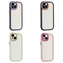 iPhone 14 Kılıf Kamera Korumalı Renkli Kenar ve Çerçeve Tasarımlı Vitamin Kapak