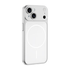 iPhone 13 - 14  İphone 17 Görünümlü Kılıf Kablosuz Şarj Özellikli Kamera Korumalı Spark Kapak Gümüş